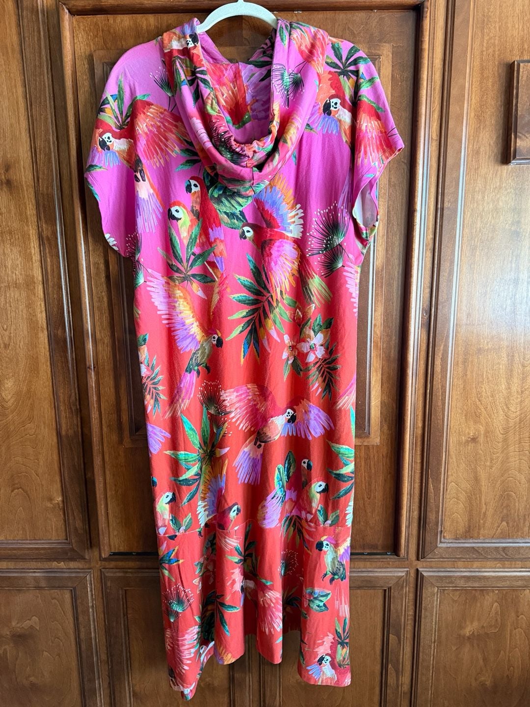 FARM for Anthropologie Tropical Parrots Hoodie Dress Size M 11