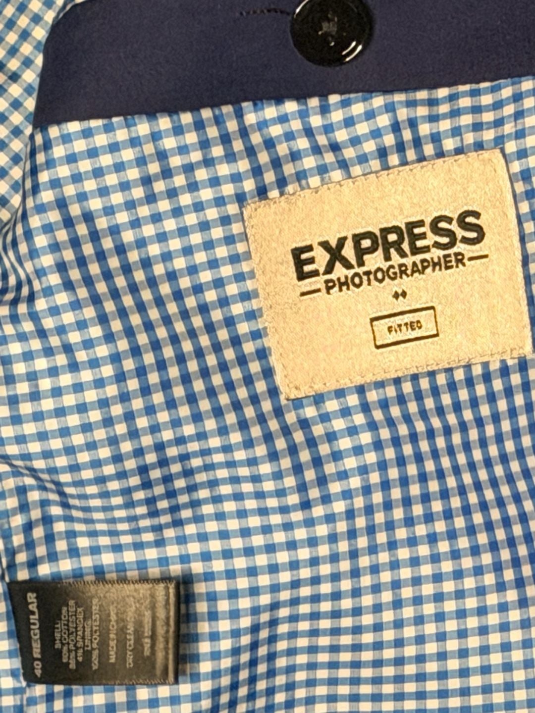 EXPRESS Photographer Fitted Blue Blazer 40 Reg 4