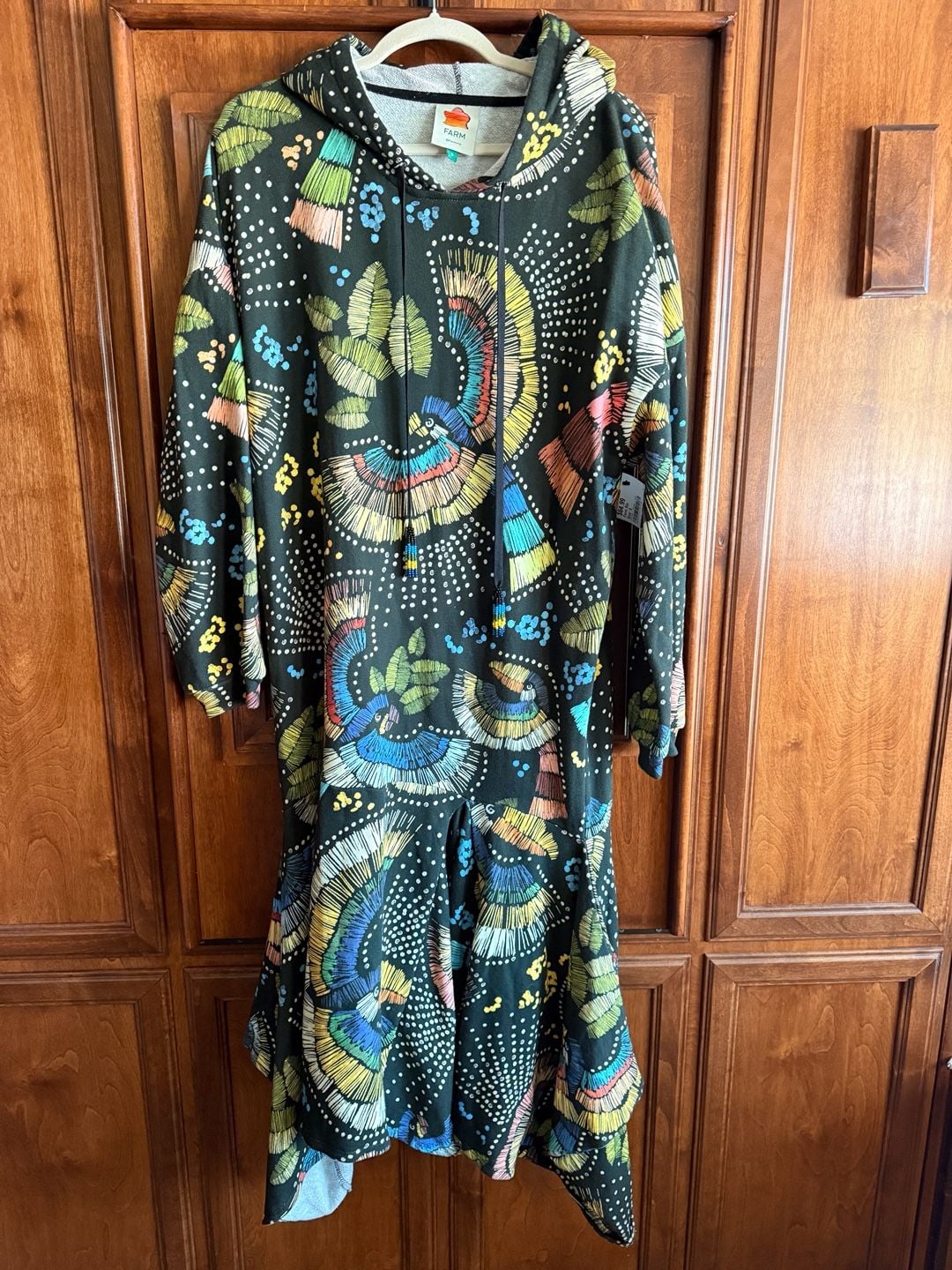 FARM Rio Araras Coloridas Hooded Sweatshirt Dress Size S 13