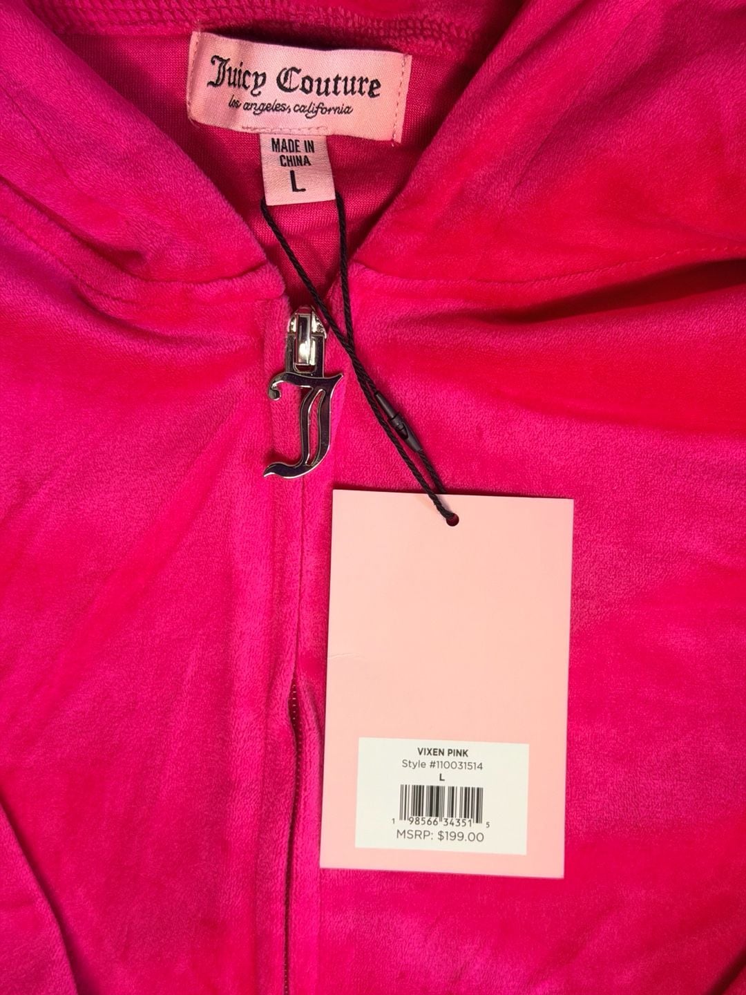 Juicy Couture Hot Pink Velour Tracksuit Set Jacket and Pants 3