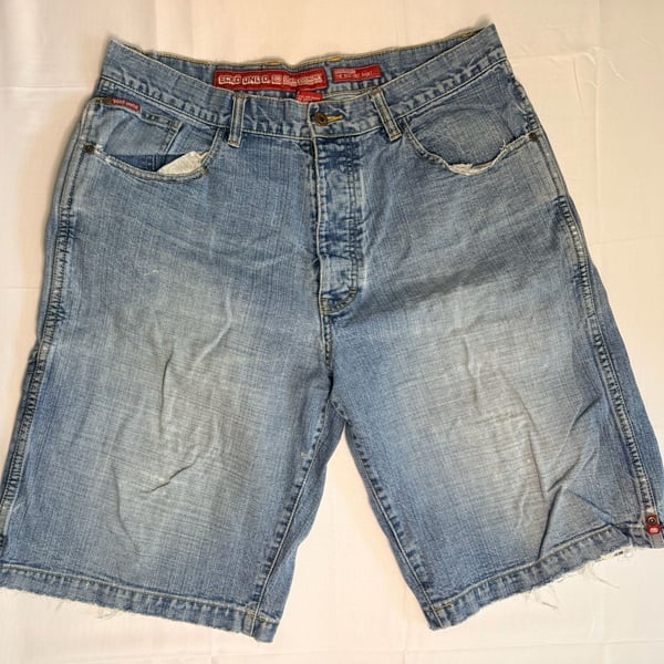 Ecko Unltd Denim Foundry The Sid-Out Short Vintage Blue Denim Shorts Size 34