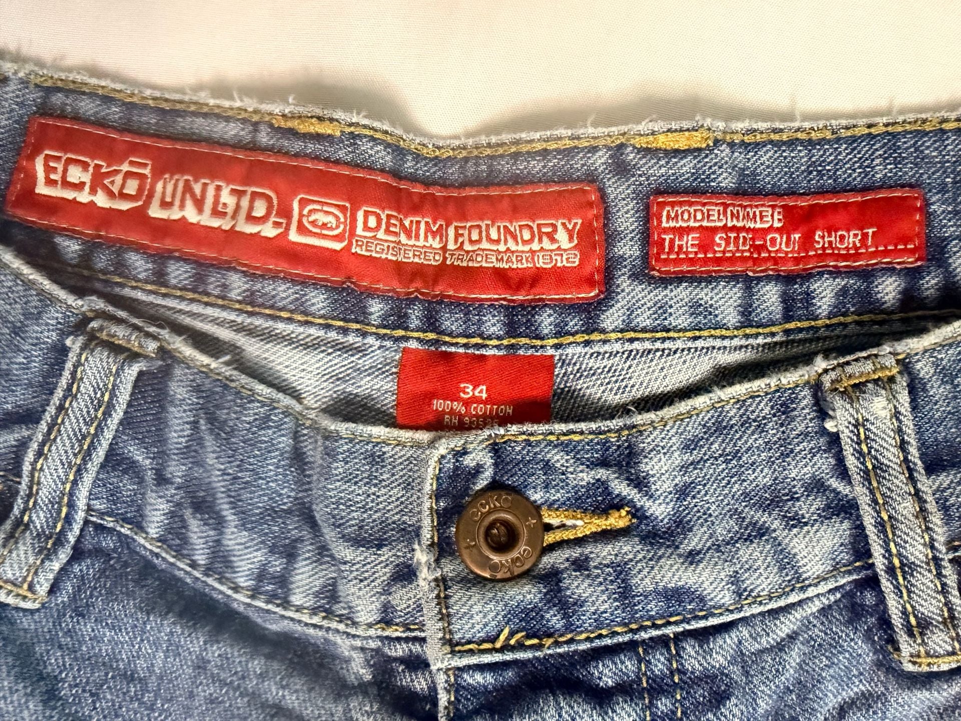 Ecko Unltd Denim Foundry The Sid-Out Short Vintage Blue Denim Shorts Size 34 3