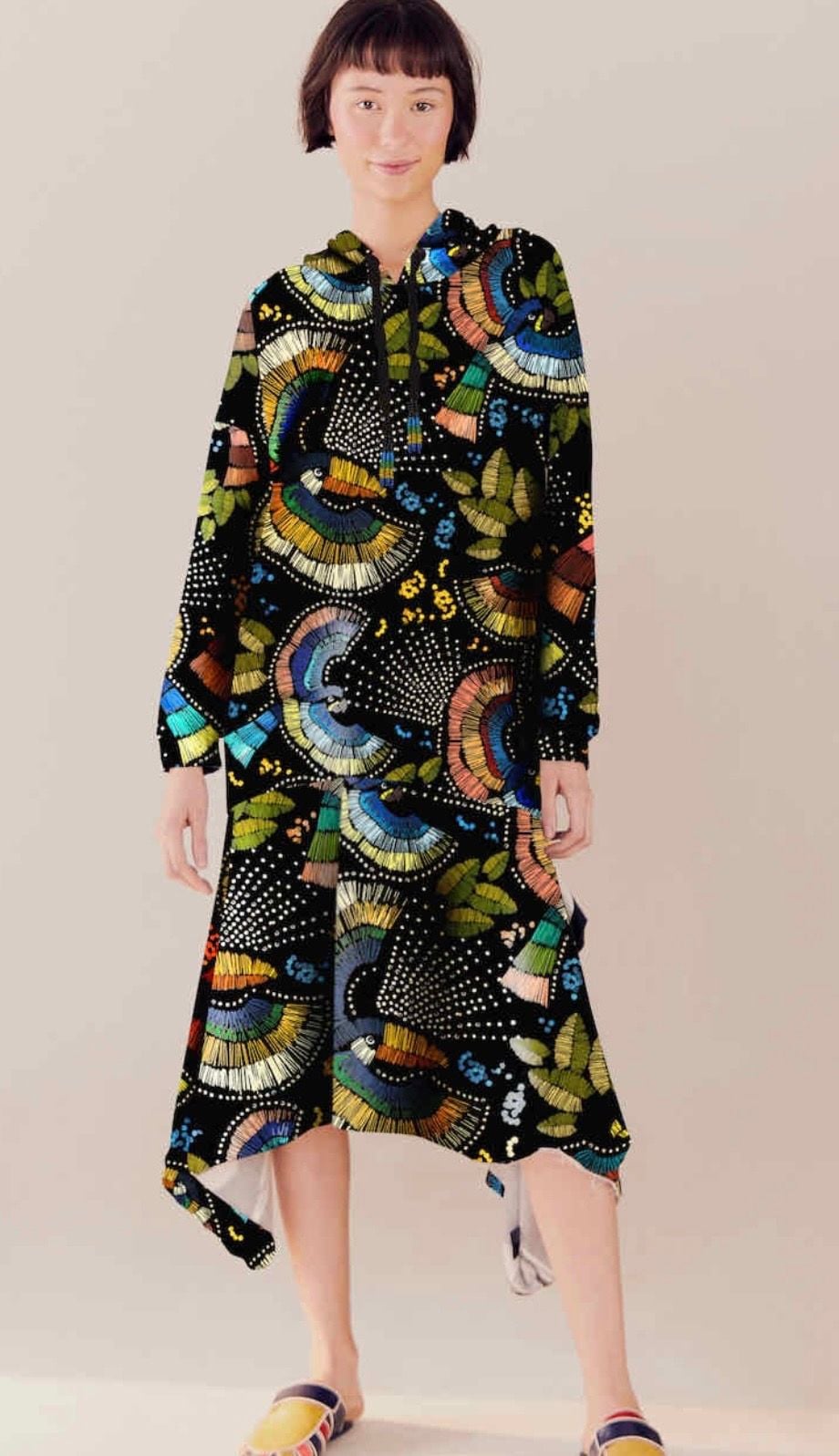 FARM Rio Araras Coloridas Hooded Sweatshirt Dress Size S 9