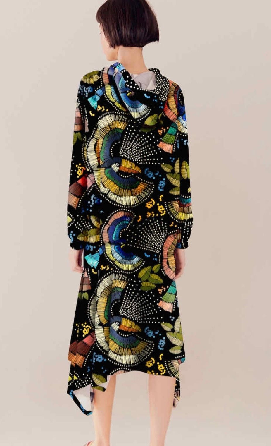 FARM Rio Araras Coloridas Hooded Sweatshirt Dress Size S 10