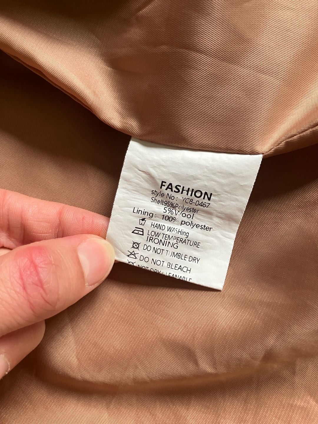 Women's Camel Double Breasted Trench Coat, Pockets, Notched Lapel, Size L 10