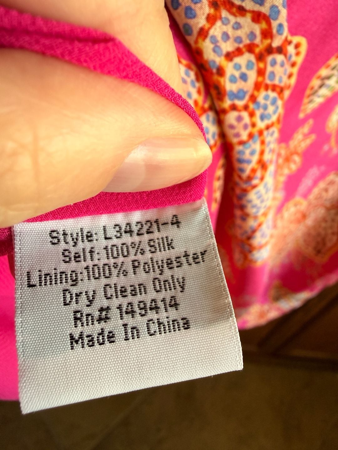 Johnny Was Jade Vesna Pink Floral Puff Sleeve Silk Tunic Dress XS 8