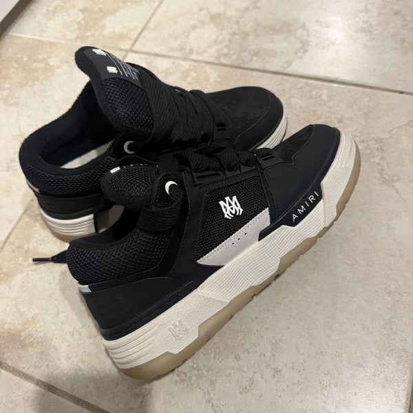 AMIRI MA-1 Leather and Mesh Low-Top Sneakers Black White