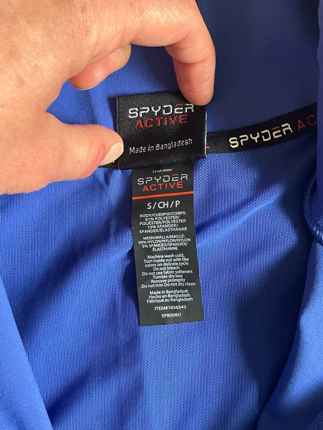Spyder Active Dusk Blue Long Sleeve Zip Up Jacket with Thumb Holes - Size S 7