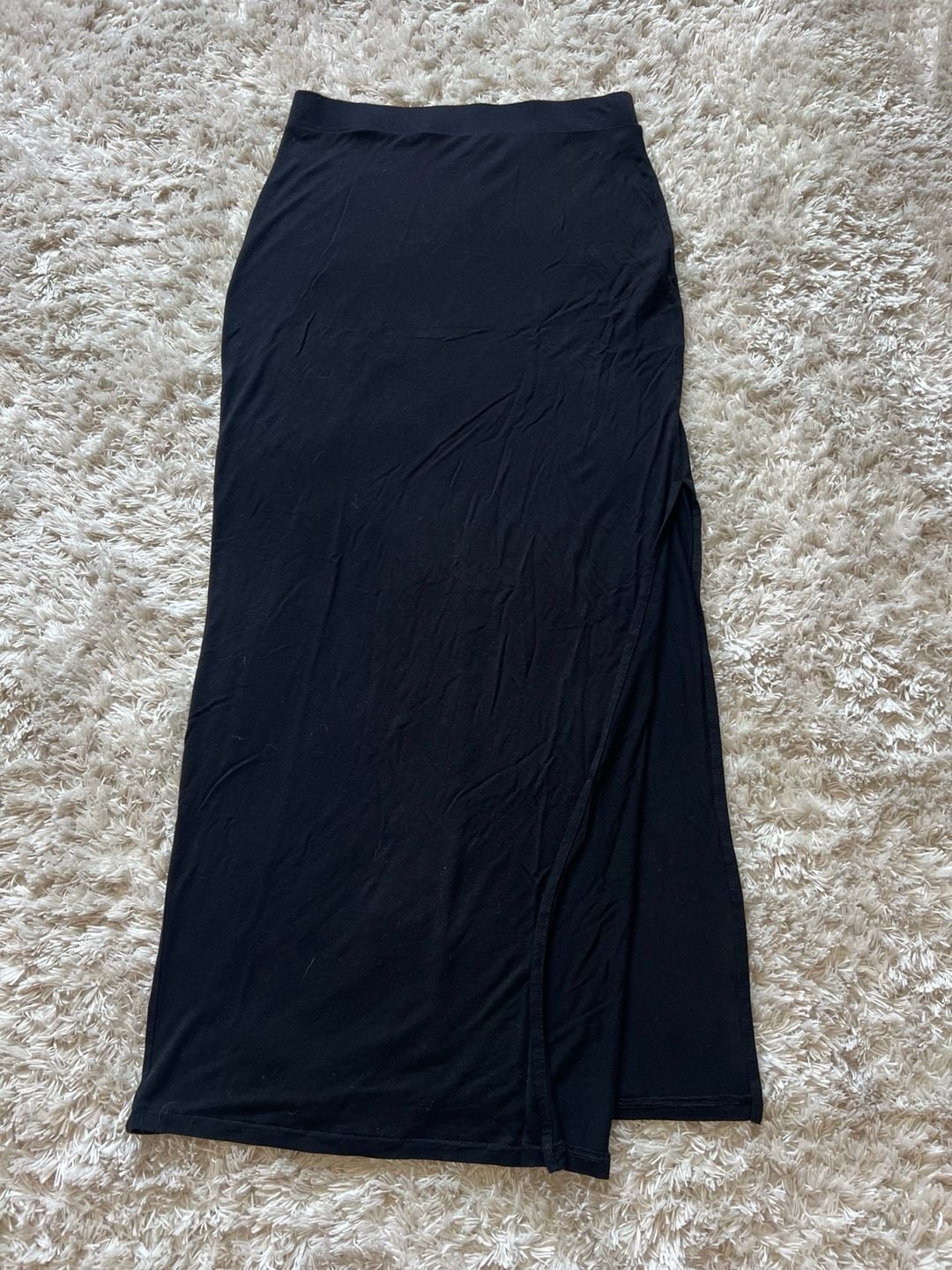 Bershka Black Jersey Maxi Skirt with Side Slit Size M 7