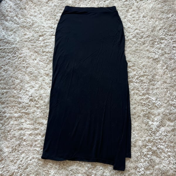 Bershka Black Jersey Maxi Skirt with Side Slit Size M