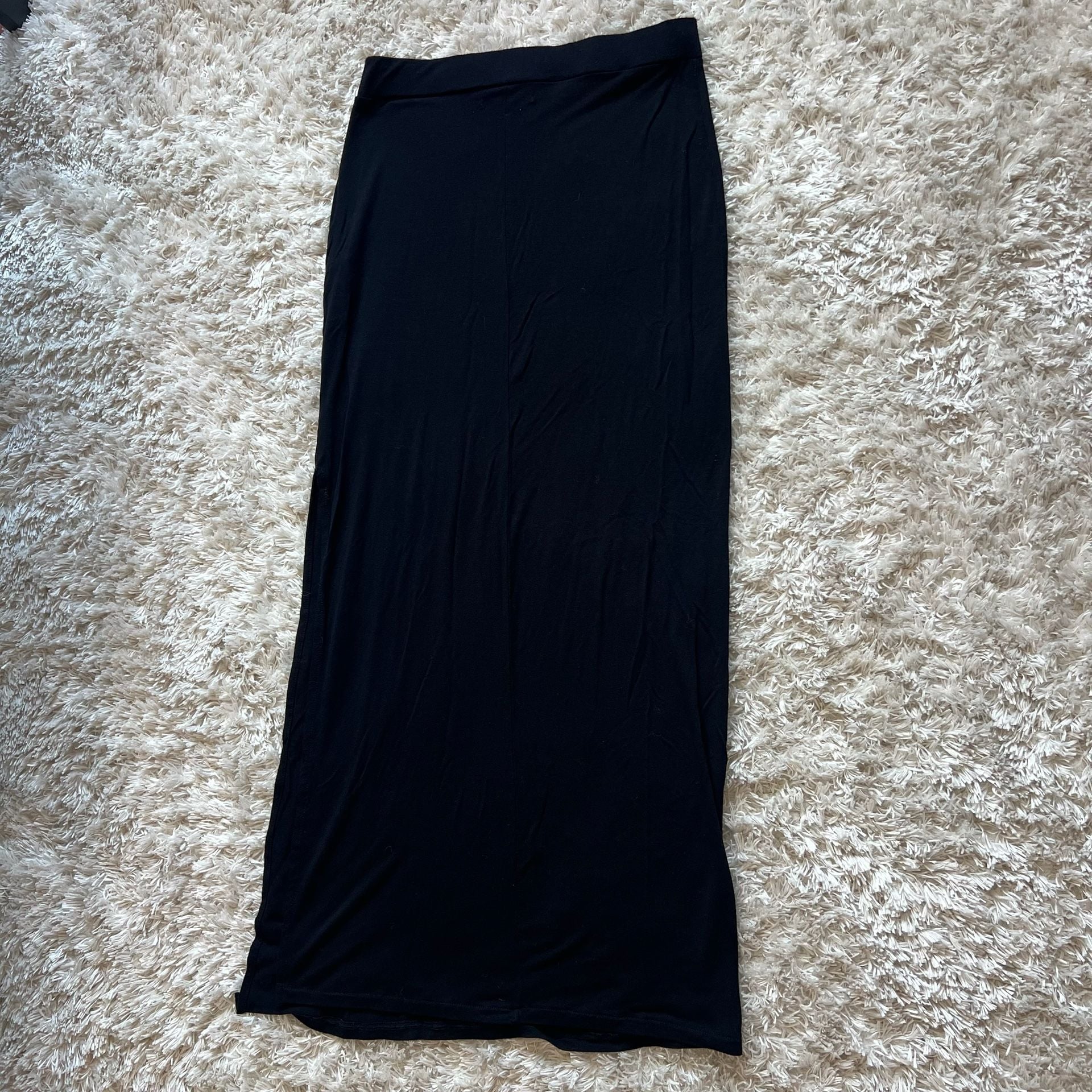 Bershka Black Jersey Maxi Skirt with Side Slit Size M 6