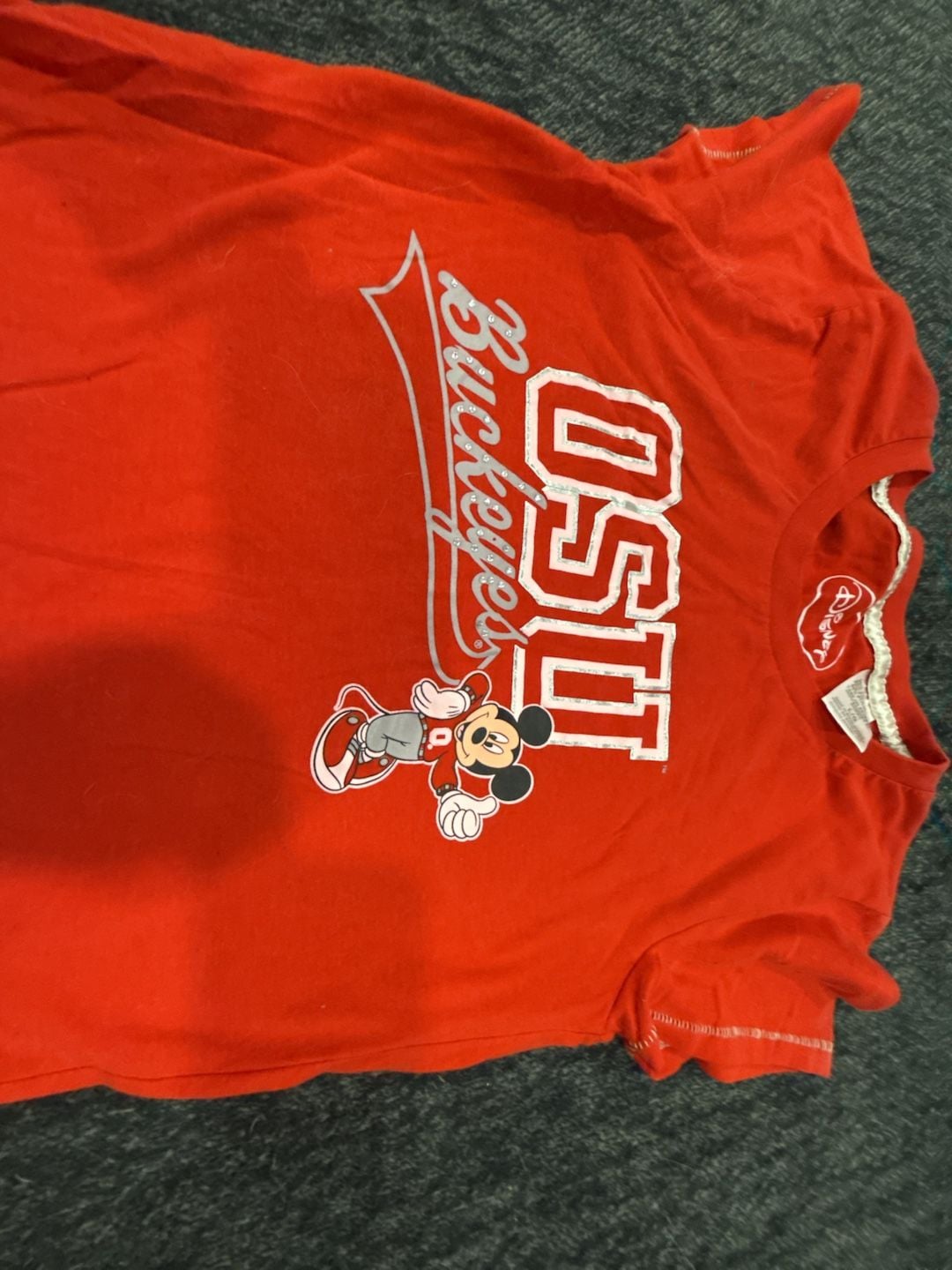 Disney Athletics Ohio State Buckeyes Mickey Mouse Red T-Shirt Size L 5