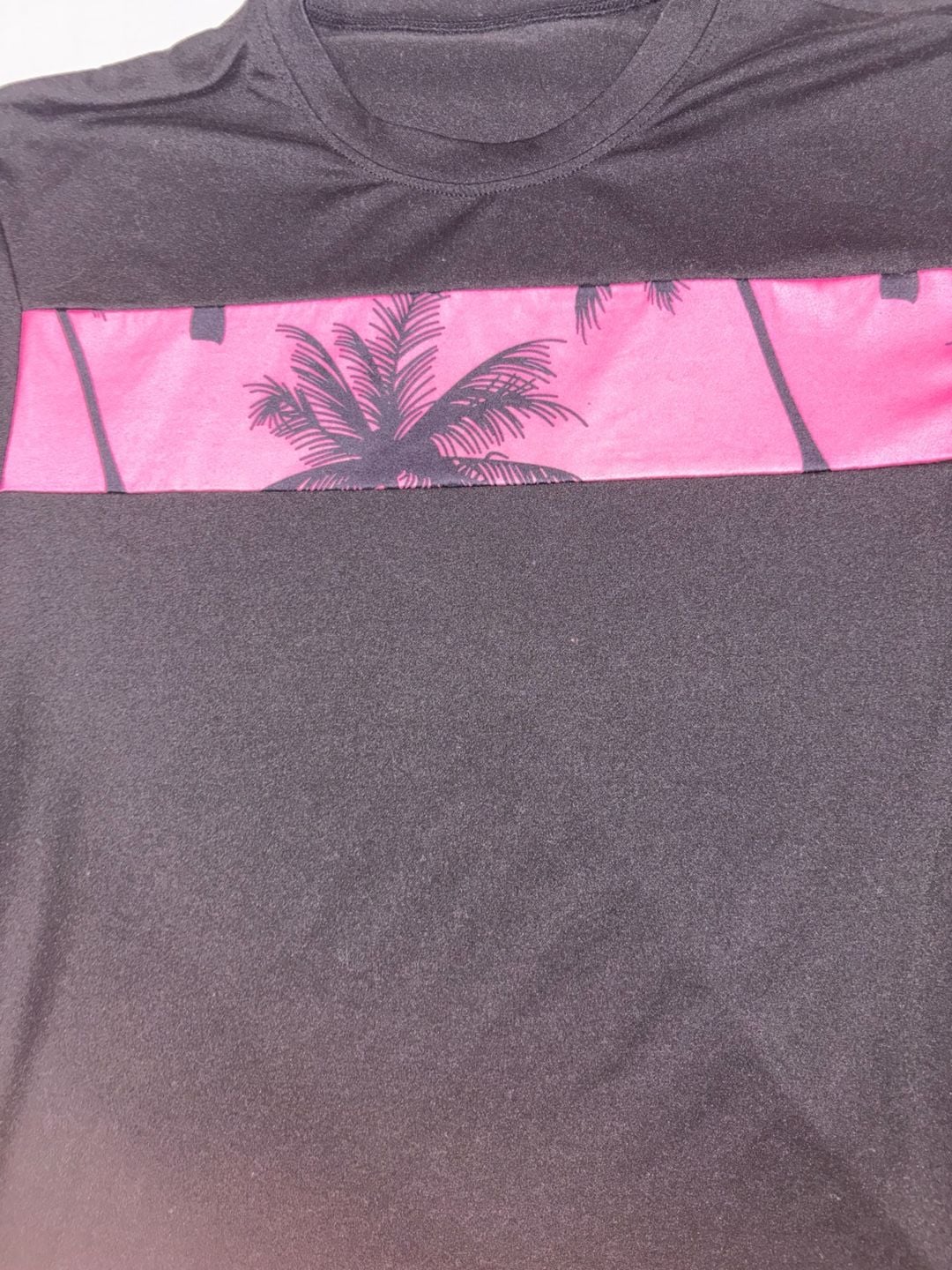 SHEIN Men’s Medium Black Pink Palm Tree Shirt Shorts 2 Piece Matching Set 3
