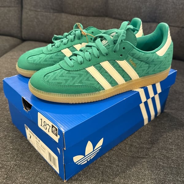 7W - Adidas Samba OG W Bold Green White Gold Metallic IH3976