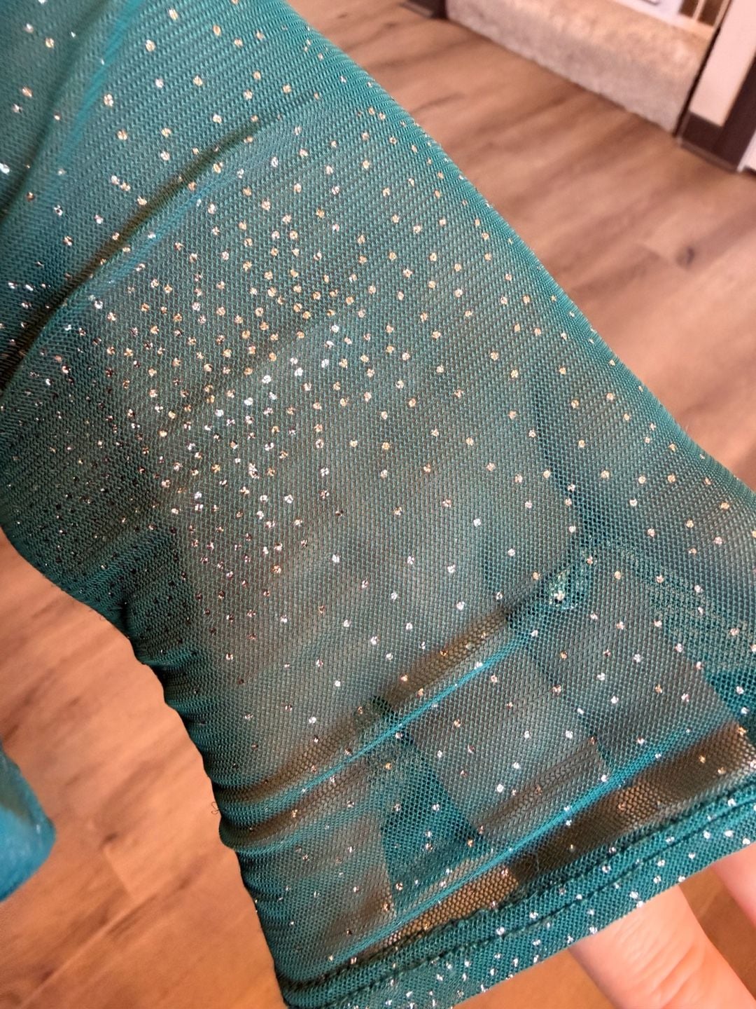 Lucy in the Sky Teal Sparkly One Shoulder Long Sleeve Ruched Mini Dress 7