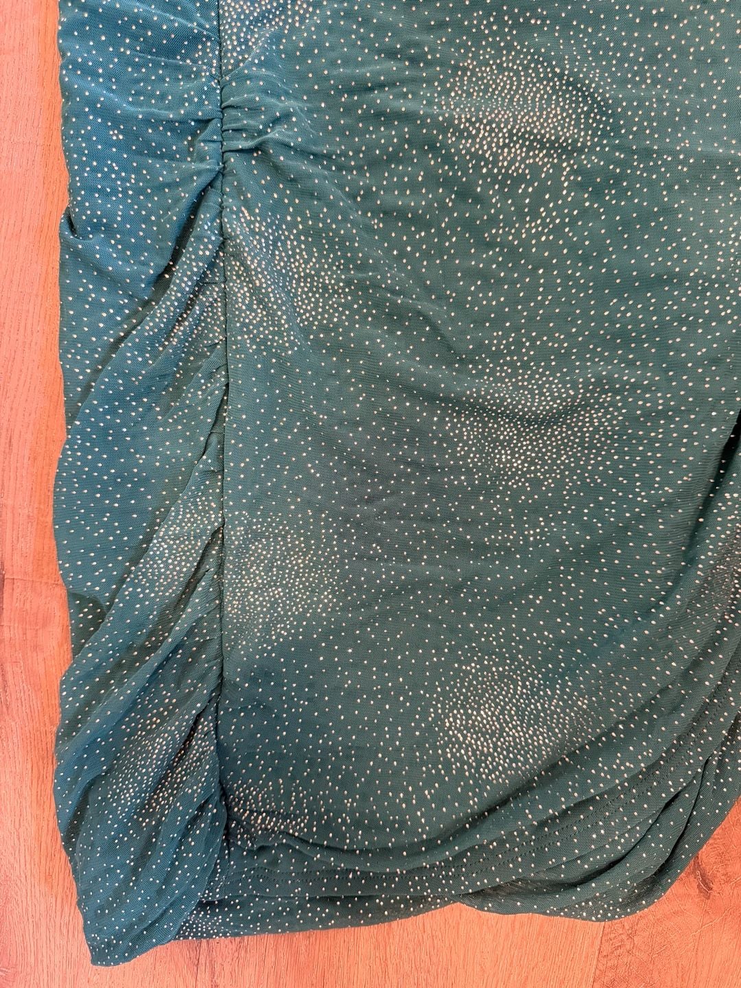 Lucy in the Sky Teal Sparkly One Shoulder Long Sleeve Ruched Mini Dress 8