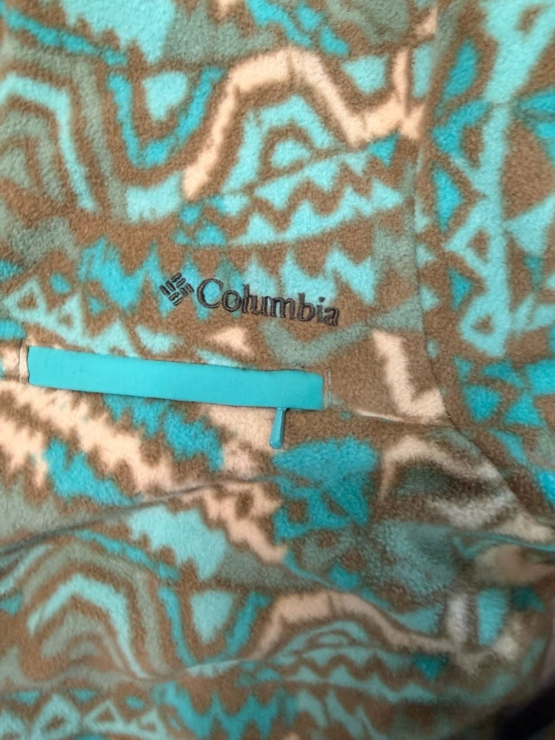 Columbia Mountain Side Printed Fleece Pullover Snap Neck Aztec Teal Brown Women's Small 4