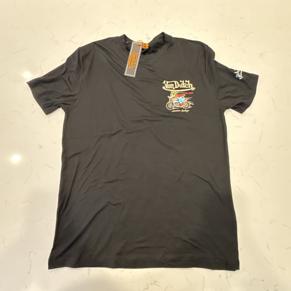 Von Dutch Lounge Wear Black Graphic T-Shirt Size M American Heritage Motorcycle