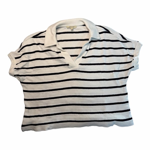 Madewell Relaxed V-Neck Polo Sweater in Stripe Size XS