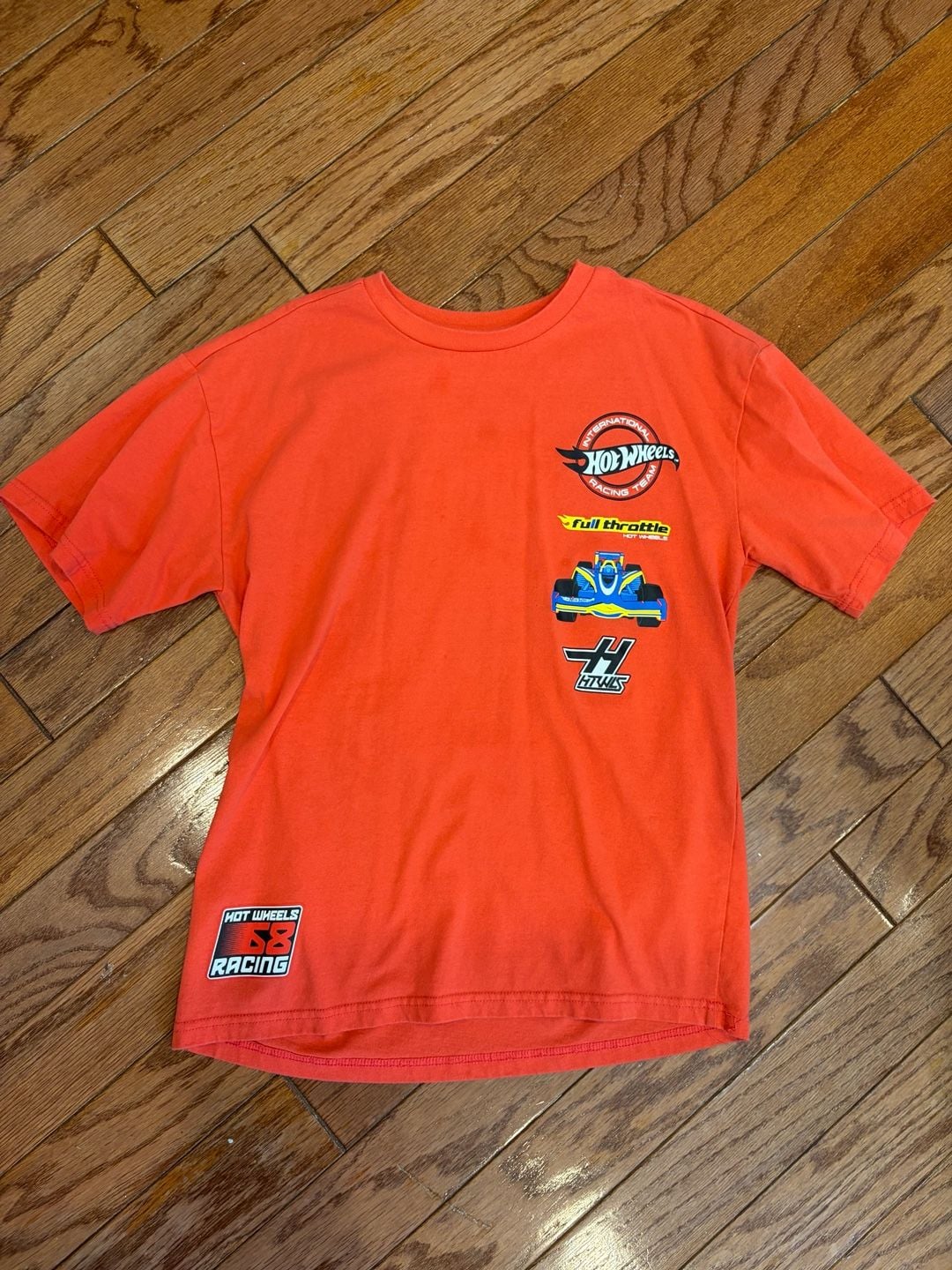 Hot Wheels Full Throttle Racing Graphic T-Shirt Kids Size 4 Orange 2