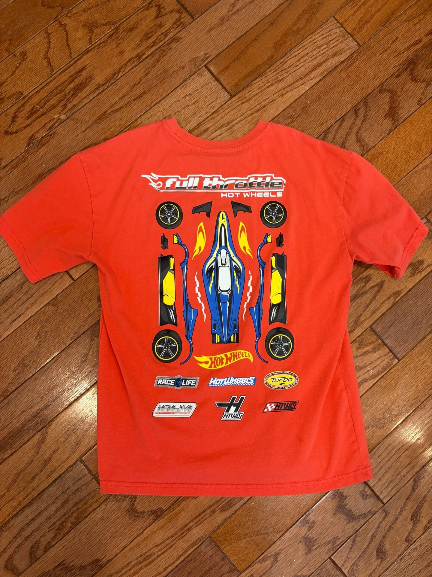 Hot Wheels Full Throttle Racing Graphic T-Shirt Kids Size 4 Orange 3
