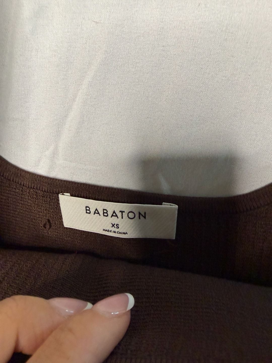 Babaton Sculpt Knit Squareneck Cropped Tank Brown XS 3