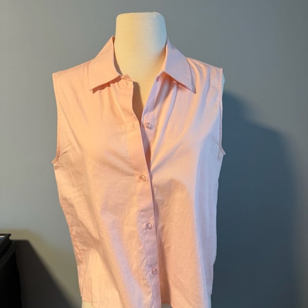 French Connection Sleeveless Button-Up Blouse with Back Bow Details