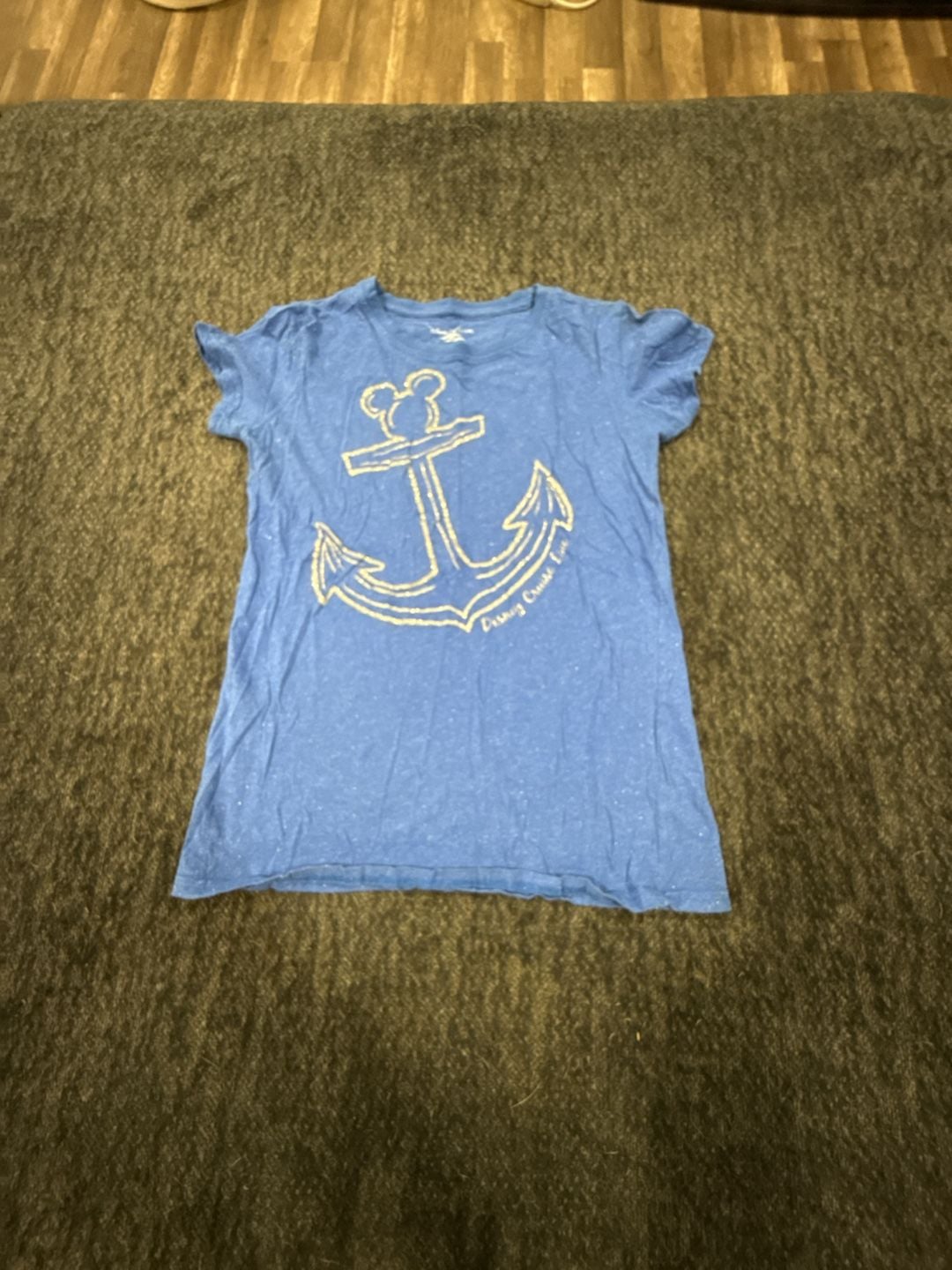 Disney Cruise Line Blue Glitter Mickey Mouse Anchor Graphic T-Shirt XL 3