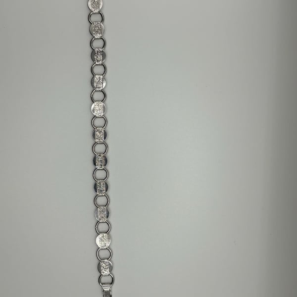Vintage Sarah Coventry Silver Tone Textured Disc and Ring Link Bracelet