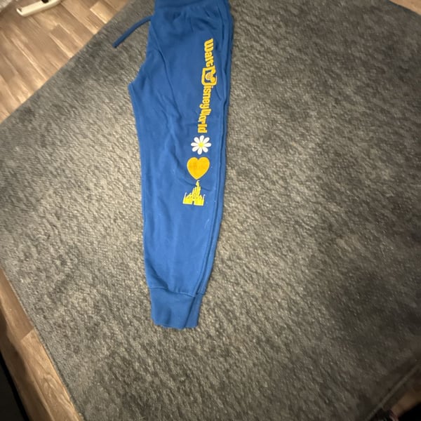 Walt Disney World Blue Sweatpants Joggers with Yellow Graphics