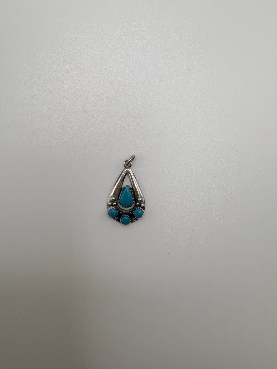 Sterling Silver Turquoise Cluster Teardrop Pendant 2