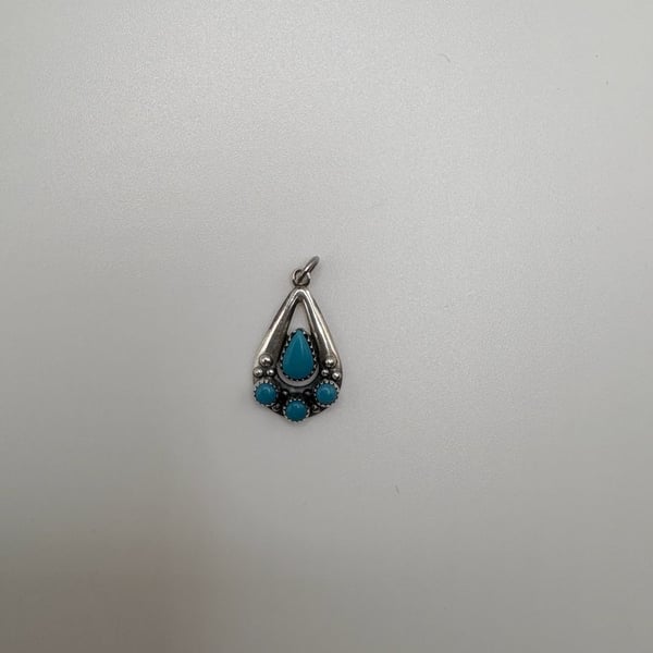 Sterling Silver Turquoise Cluster Teardrop Pendant