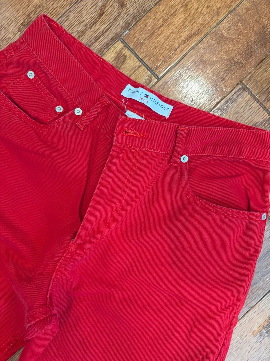 Tommy Hilfiger Jeans Vintage Red Cotton Straight Leg Pants Size 8 2