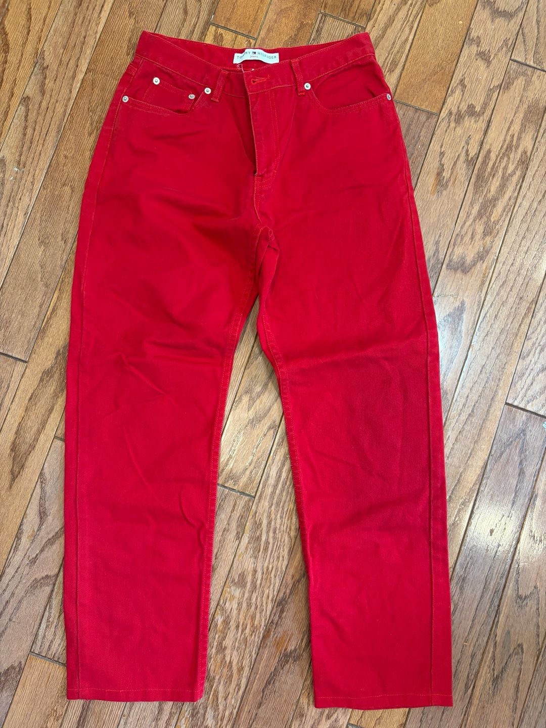Tommy Hilfiger Jeans Vintage Red Cotton Straight Leg Pants Size 8 3