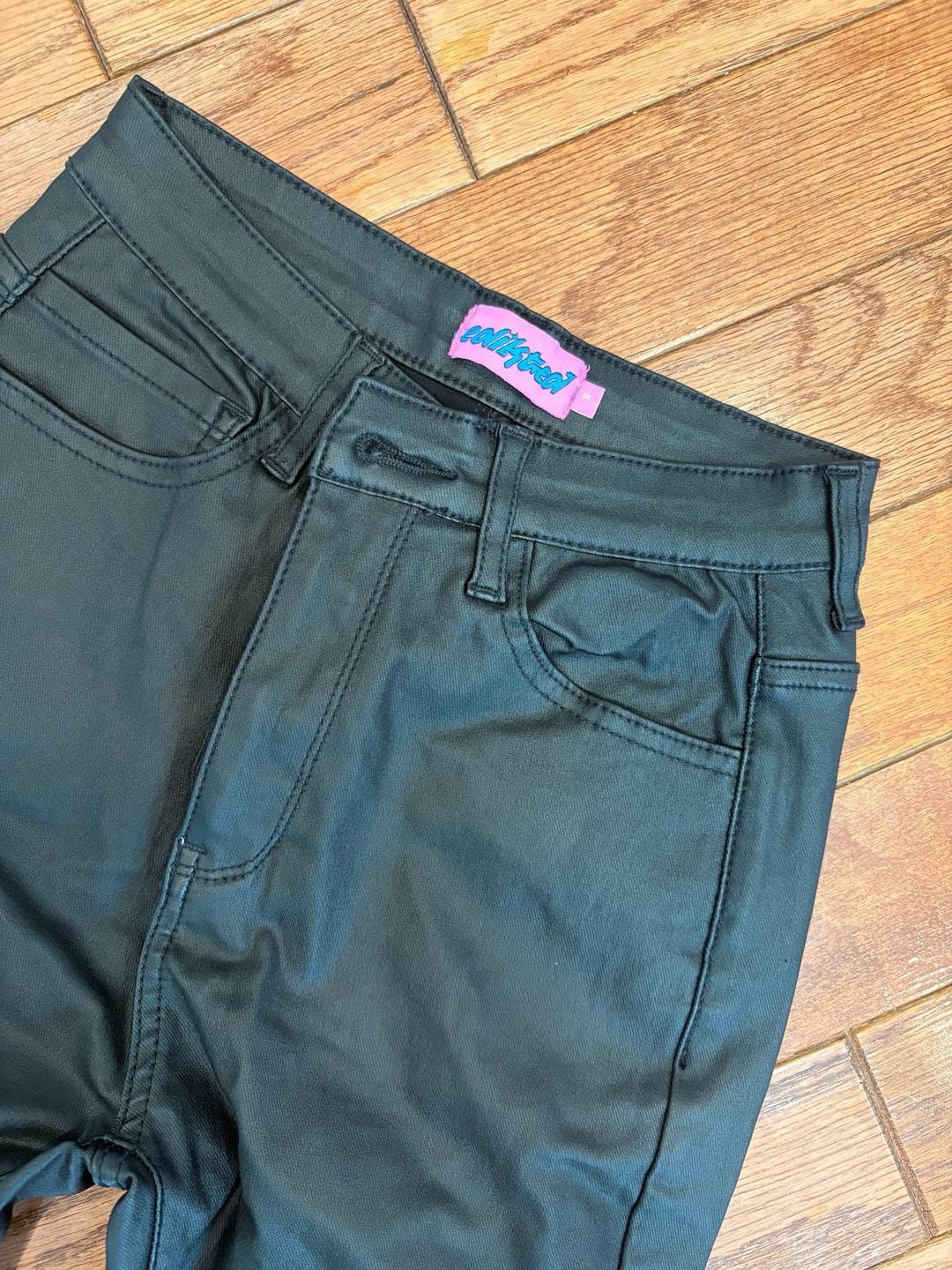 Edikted Luna Faux Leather Flare Pants Black Size S 2