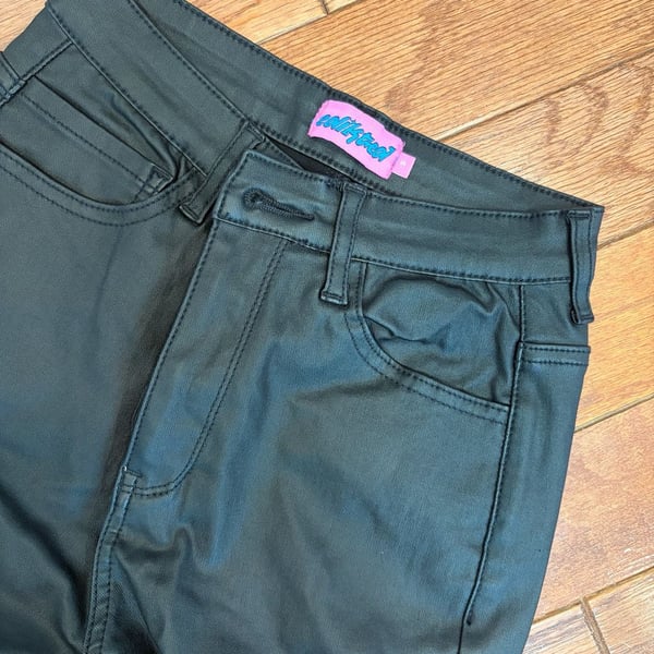 Edikted Luna Faux Leather Flare Pants Black Size S