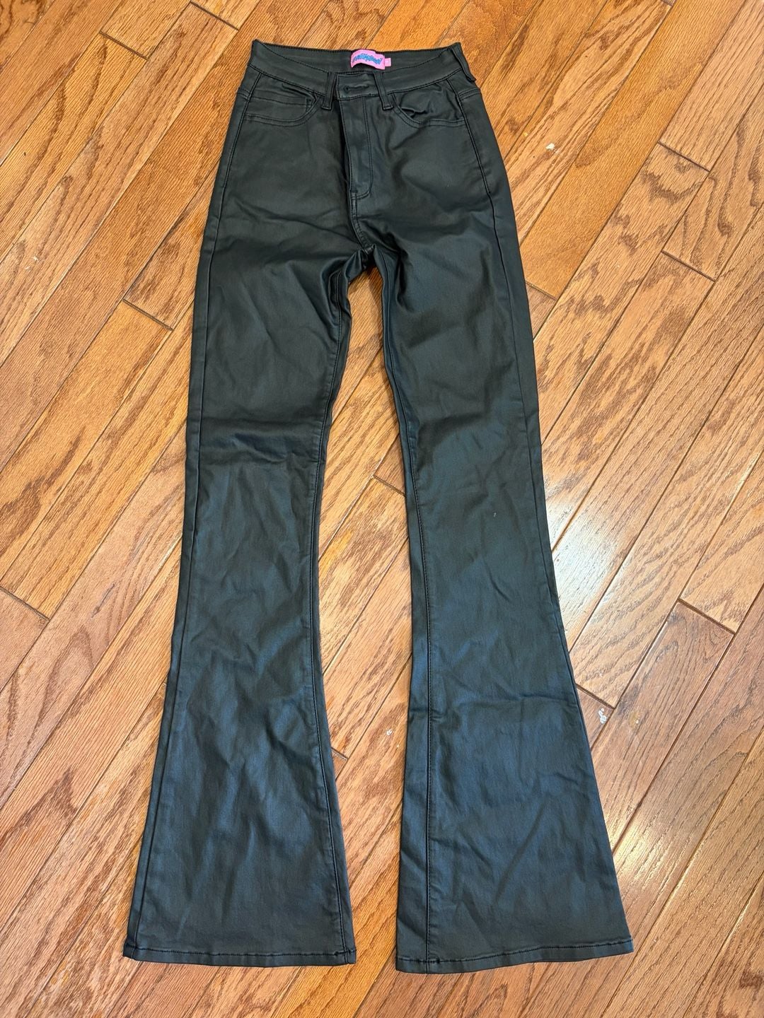 Edikted Luna Faux Leather Flare Pants Black Size S 3