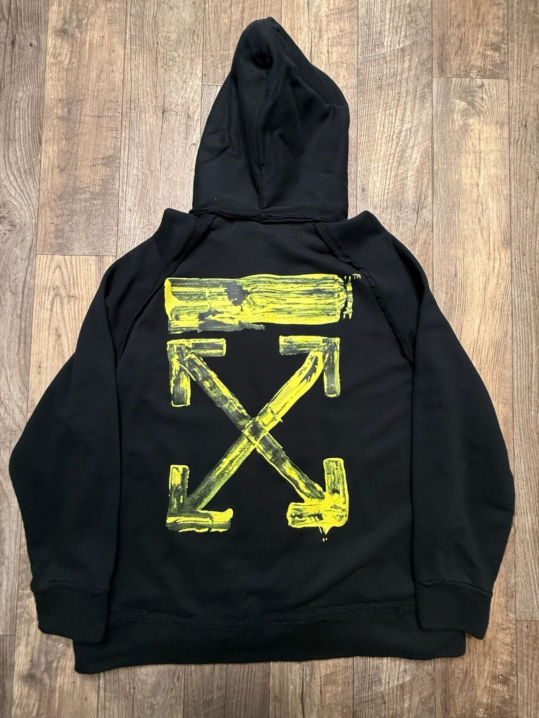 Off-White FW20 Acrylic Arrows Incomp Hoodie Black Yellow 7