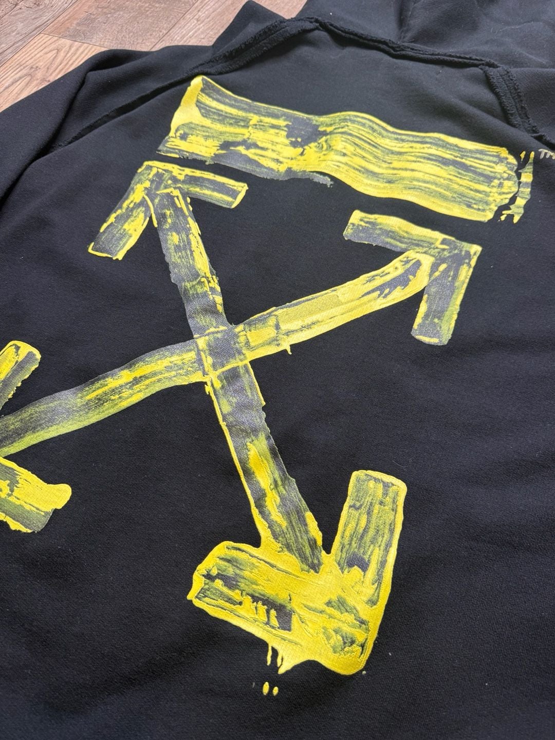 Off-White FW20 Acrylic Arrows Incomp Hoodie Black Yellow 8