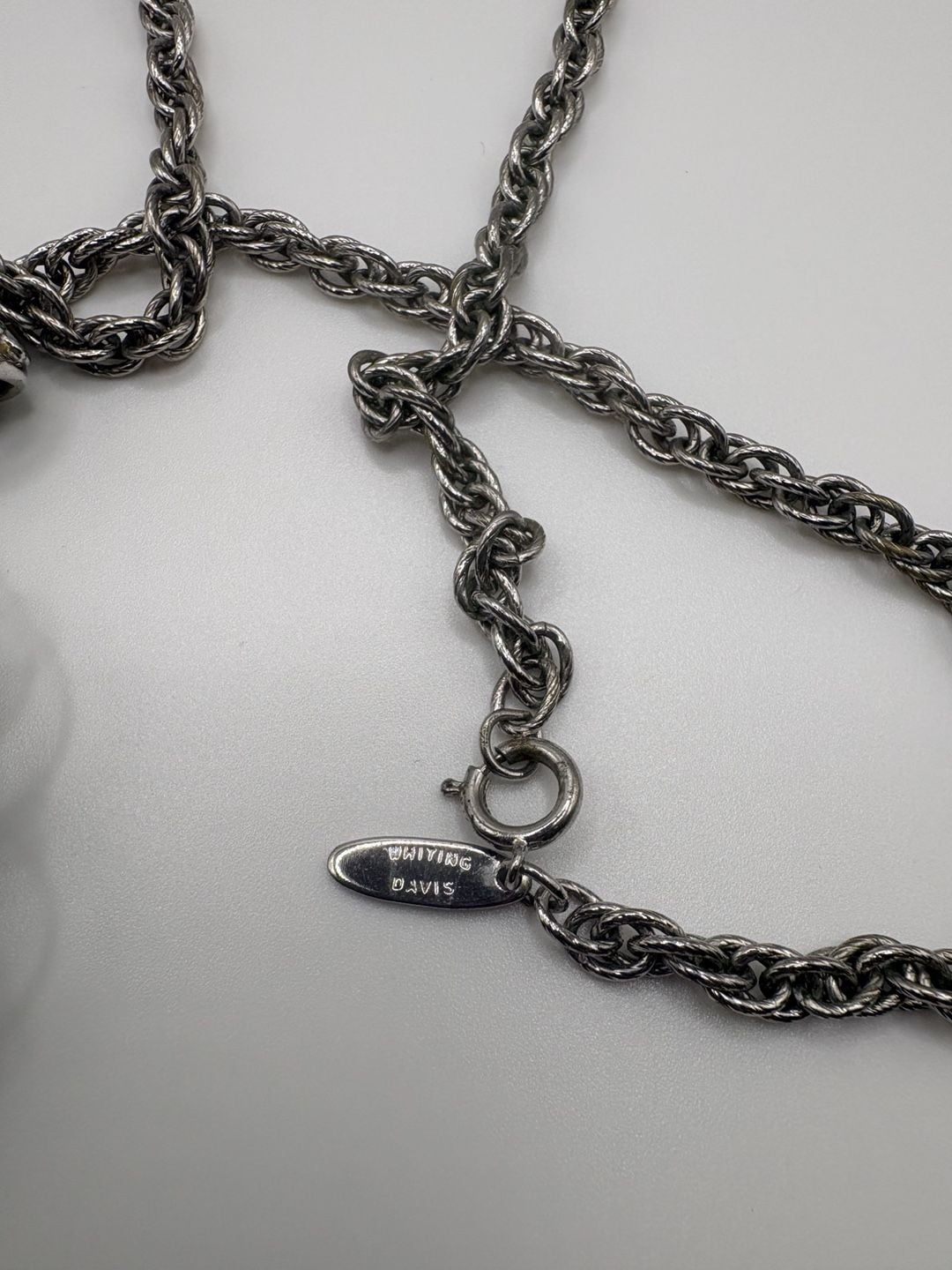 Whiting & Davis Vintage Silver Tone Mirrored Cameo Pendant Necklace 4