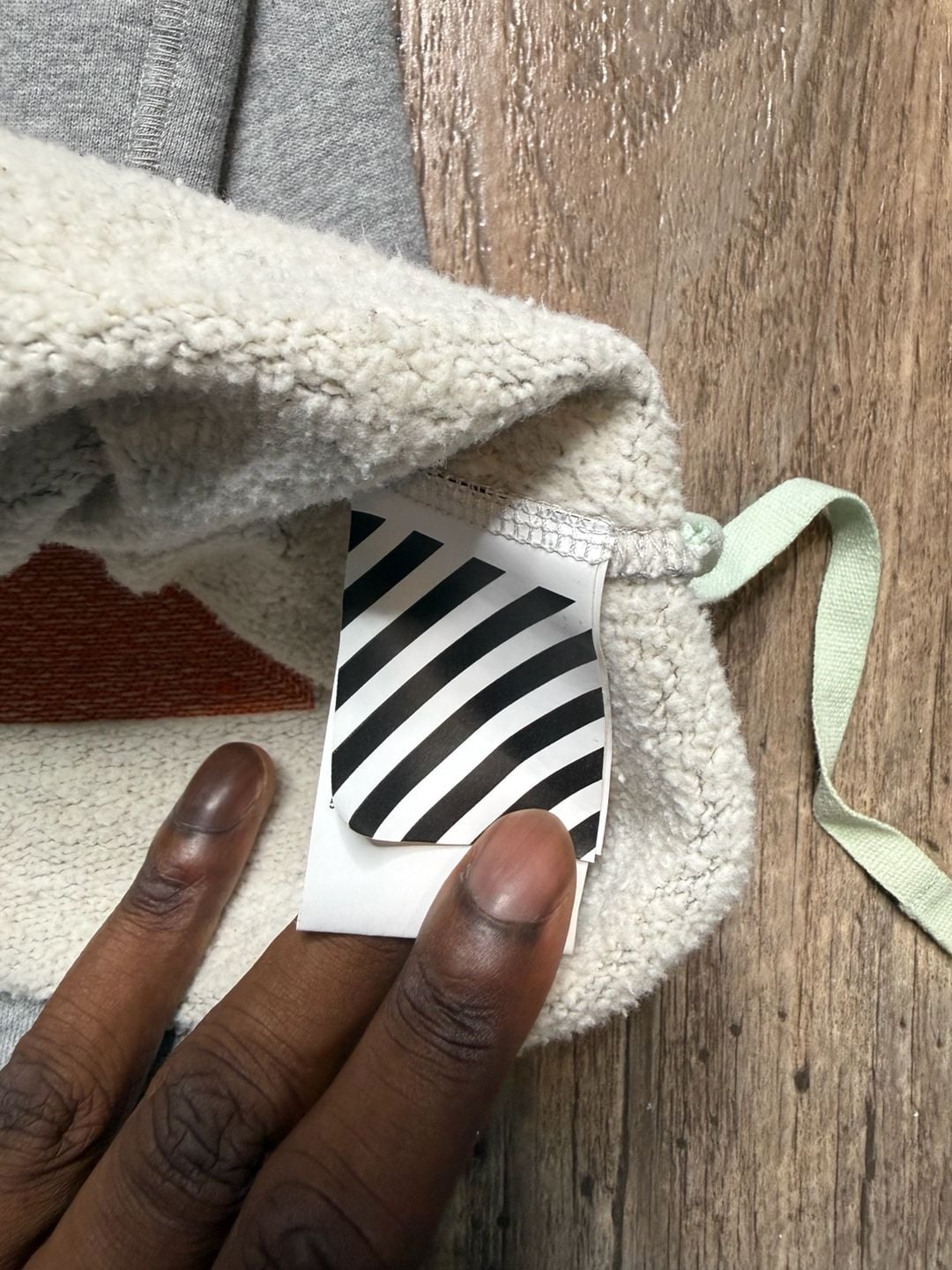 Off-White Seeing Things Checkered Sleeve Hoodie Grey Orange 11