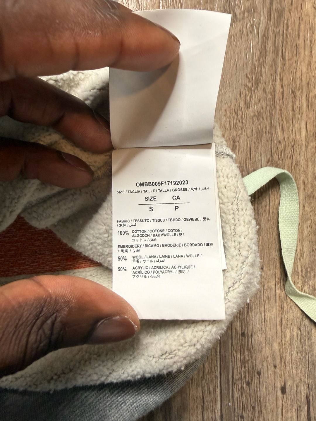 Off-White Seeing Things Checkered Sleeve Hoodie Grey Orange 12