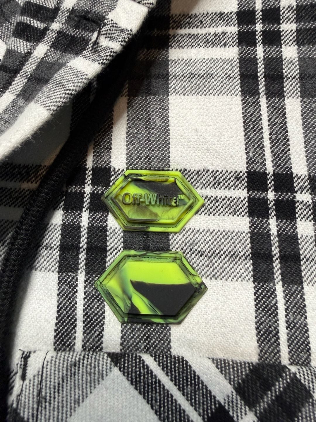 Off-White Oversized Appliquéd Checked Cotton-Blend Flannel Hooded Shirt 8