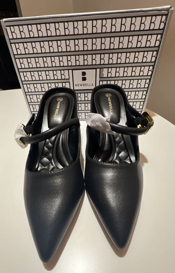 Newbella Black Kitten Heel Slingback Pumps with Buckle Size 8 W Corporate Chic 2
