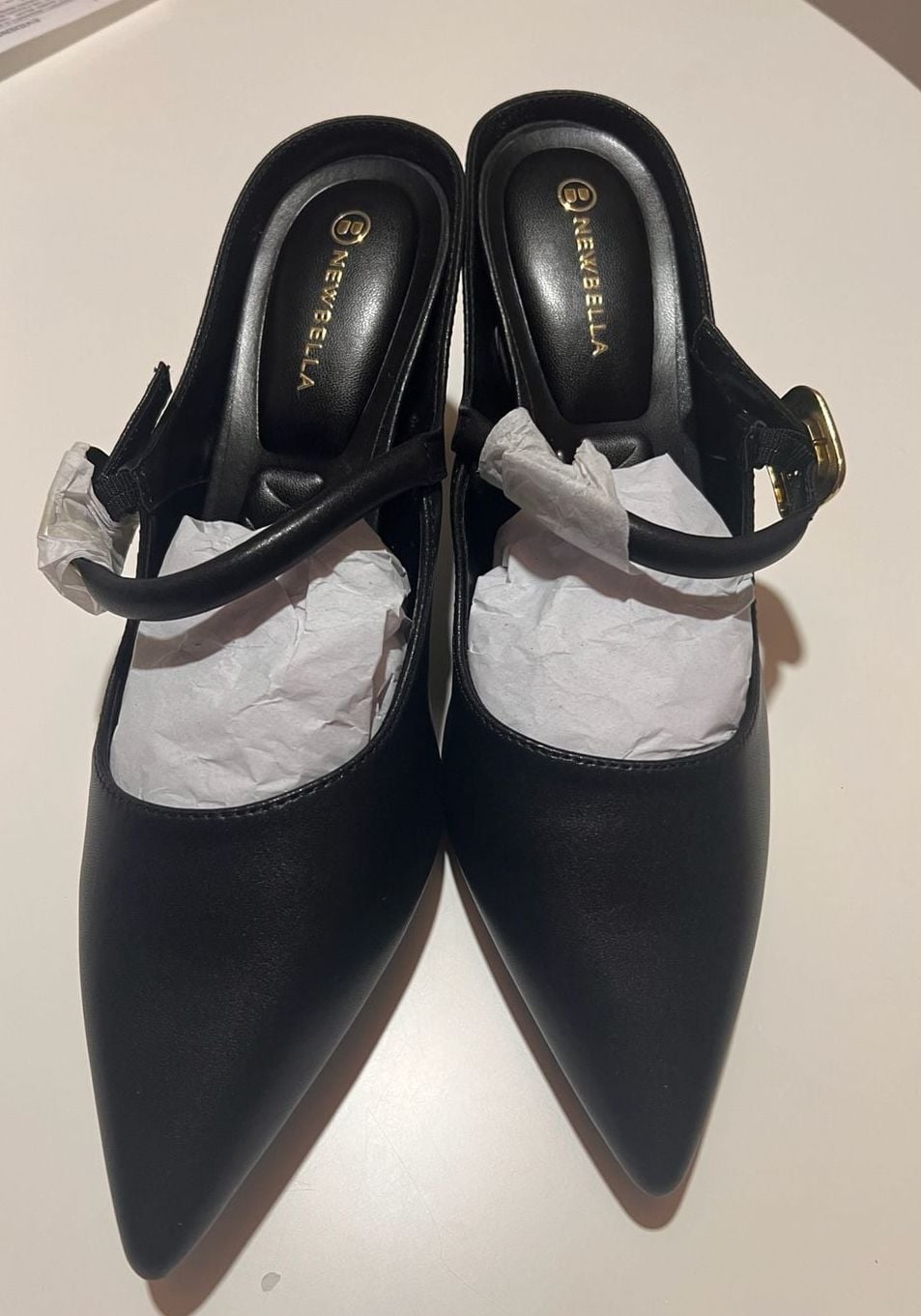 Newbella Black Kitten Heel Slingback Pumps with Buckle Size 8 W Corporate Chic 3
