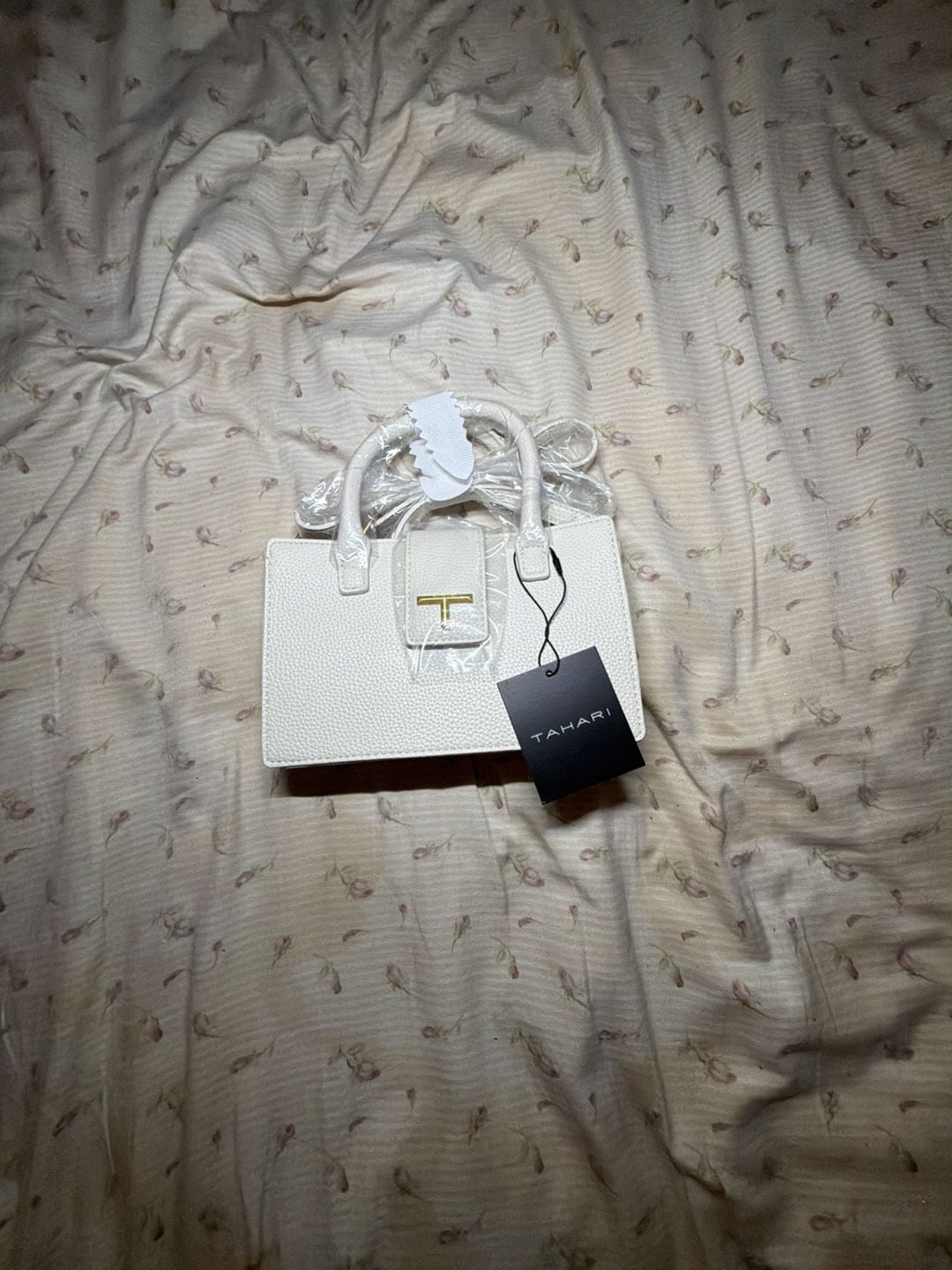 Tahari Lexington Mini Satchel Eggshell White Handbag Crossbody 2
