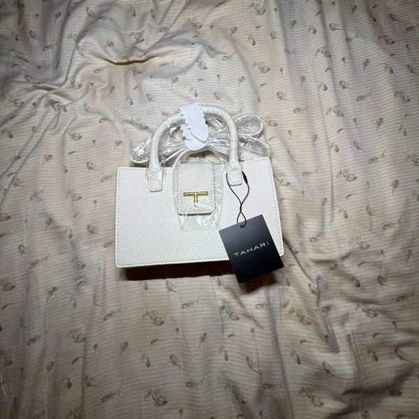 Tahari Lexington Mini Satchel Eggshell White Handbag Crossbody