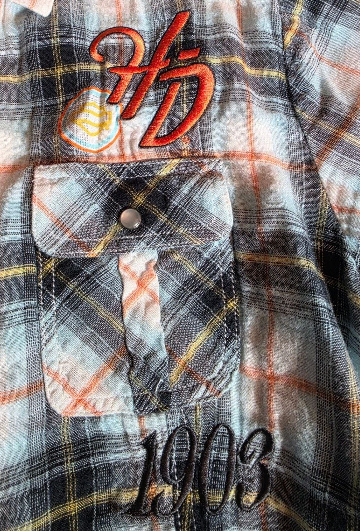 Harley-Davidson Women's Plaid Short Sleeve Pearl Snap Embroidered Shirt XL 4