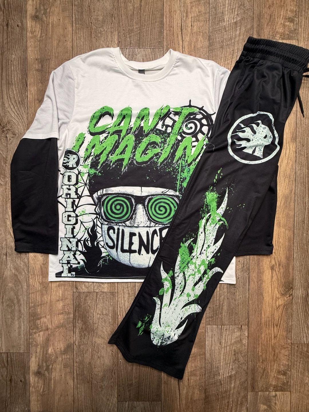 Manfinity Men's Graphic Print Long Sleeve T-Shirt and Matching Pants Set XXL 3