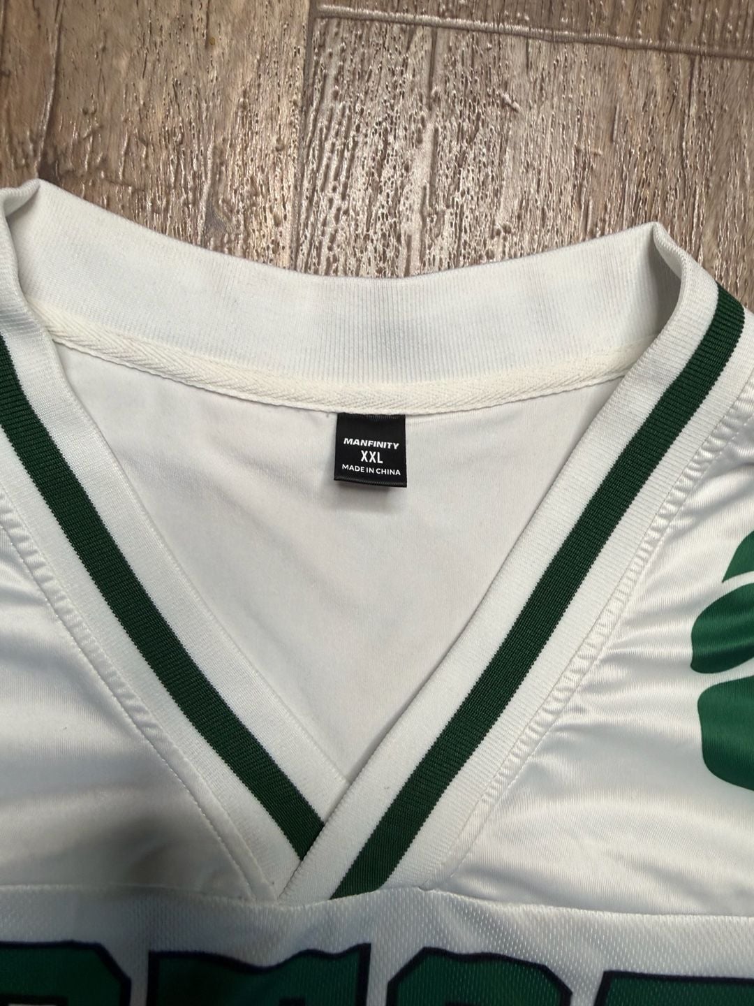 Manfinity Victory Football Jersey Short Sleeve Mesh Graphic Tee White Green XXL 3
